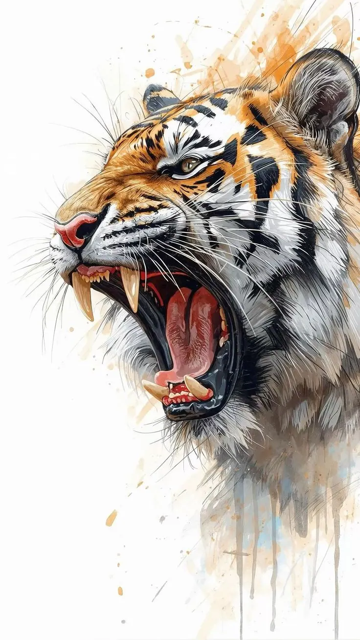 When the Jungle Speaks — roaring tiger in watercolour